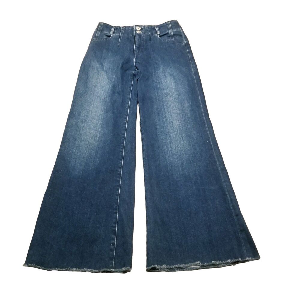 Maeve Jeans Women Size 27 Flare Wide Leg High Rise Denim Raw Hem Colette (27x29)